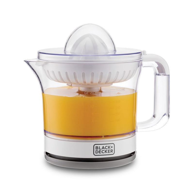 Black+Decker Citrus Juicer 25W, 600ml Transparent Jug, Two-Way Spin, Dual Cones