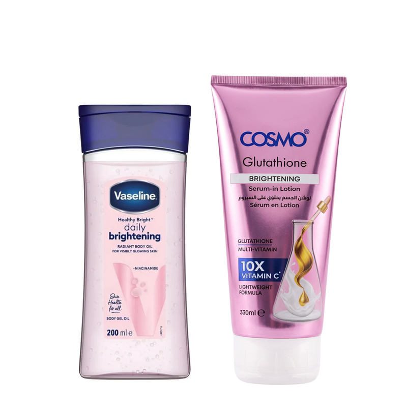 Vaseline Cosmo Radiance Body Care Set, Niacinamide, Glutathione and Vitamin C, 200 ml + 330 ml