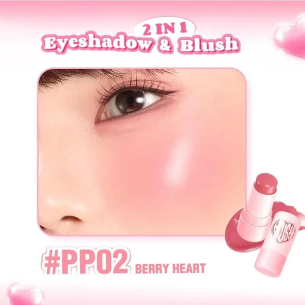 Pink Flash Creamy Blush Stick 2-in-1 Berry Pink PP02 Berry Heart