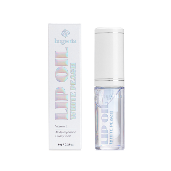 Bogenia Lip Oil White Peach Moisturizing Glossy Finish
