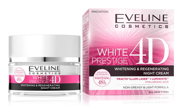 Eveline White Prestige 4D Brightening Night Cream with Hyaluronic Acid and Niacinamide