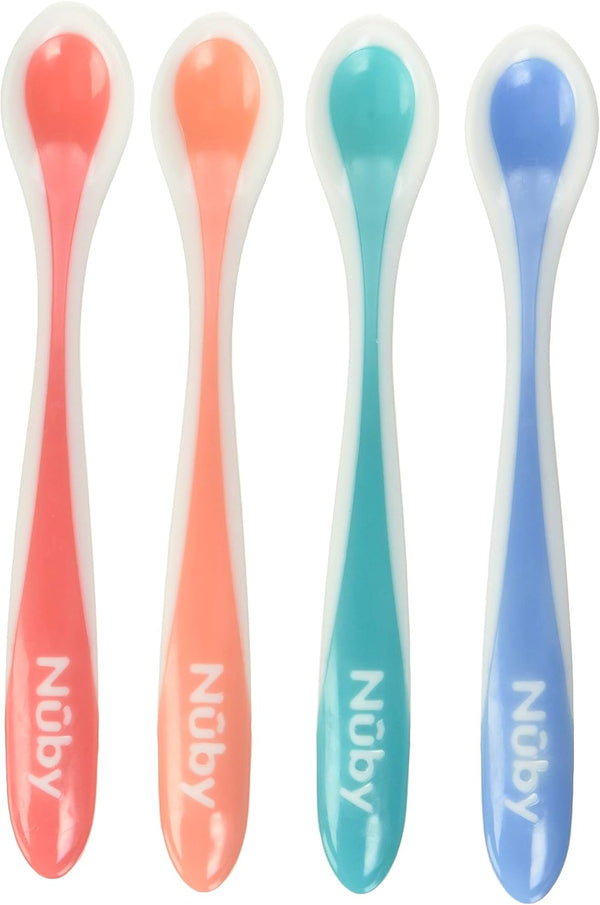 Nuby Overmold Heat Sensitive Feeding Spoon Set, Soft Edge, BPA Free