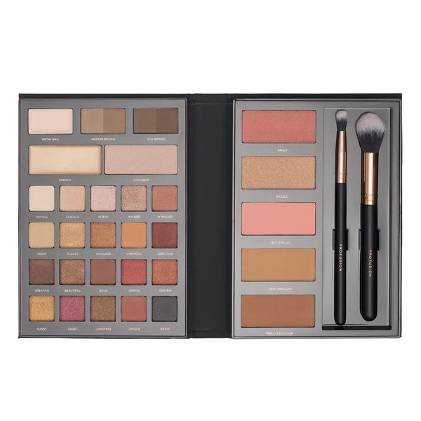 Profusion Cosmetics Pro Face 32-Piece Professional Makeup Kit with Eyeshadows, Brow Powders, Blush, Bronzer and Brushes