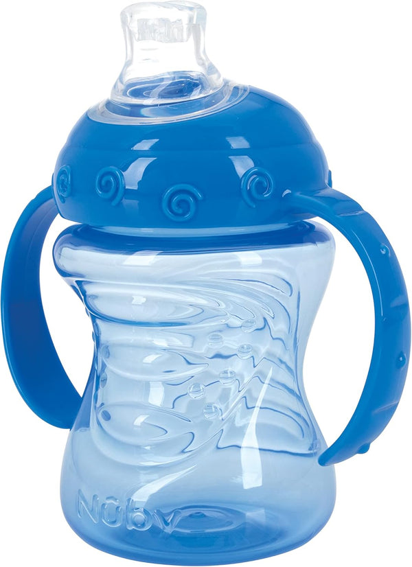 Nuby Two Handle No Spill Cup Soft Silicone Spout Valveless Leak Resistant Design
