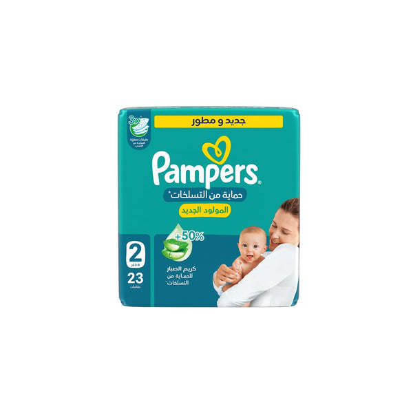 Pampers Rash Protection Baby Diapers Size 2, Aloe Vera Lotion, 3-8 kg, 23 Pack