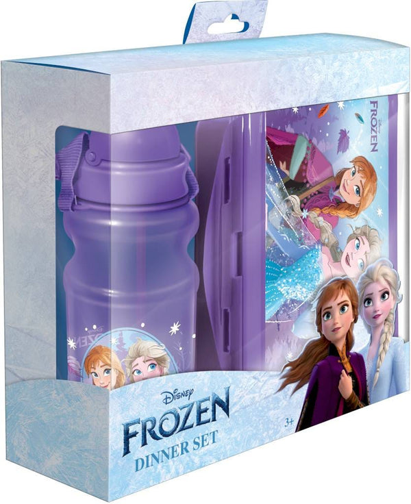 First Kids Disney Frozen Dinner Set with Plate, Bowl, Cup, Fork and Spoon, PVC Box