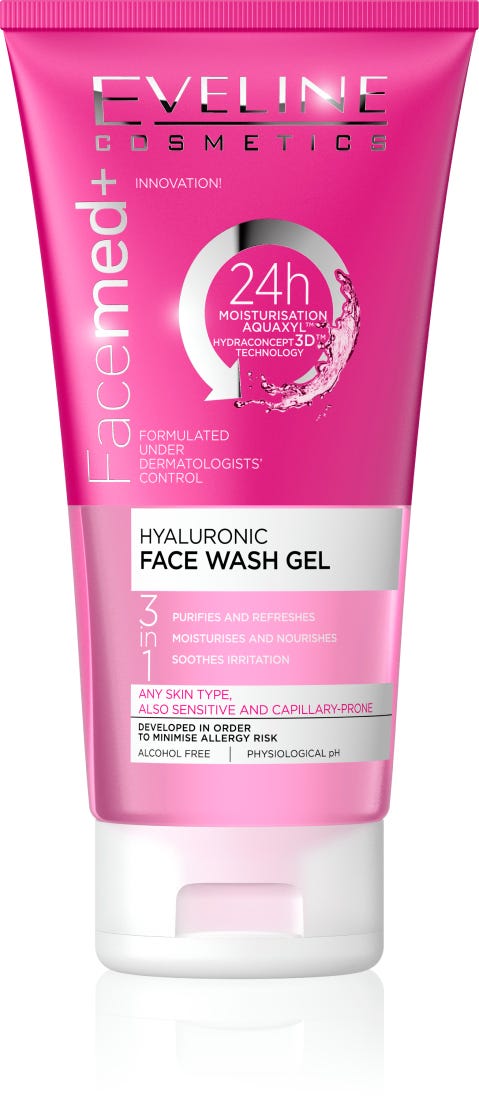 Eveline Facemed+ Hyaluronic Face Wash Gel 3-in-1 Moisturizing 150ml