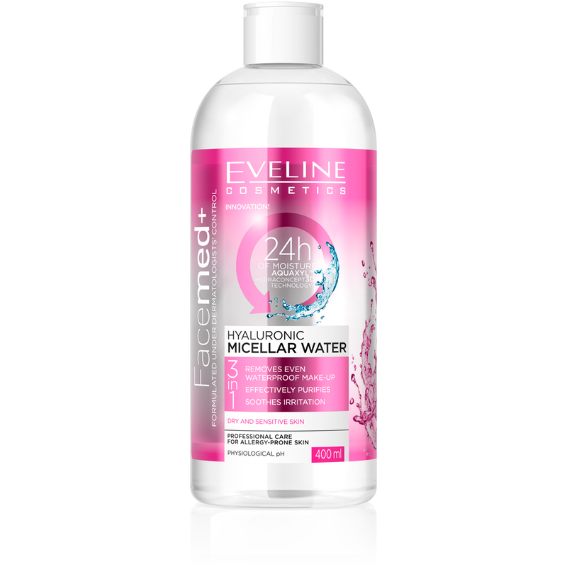 Eveline Facemed+ Hyaluronic Micellar Water Liquid Cleanser 400 ml