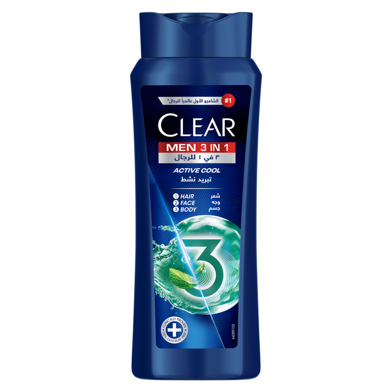 Clear Men 3in1 Active Cool Liquid Shampoo Menthol 600ml