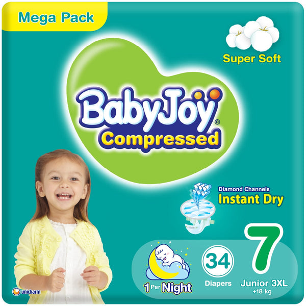 BabyJoy Regular Baby Diapers Size 7, 34 Pieces, Compressed Diamond Pad