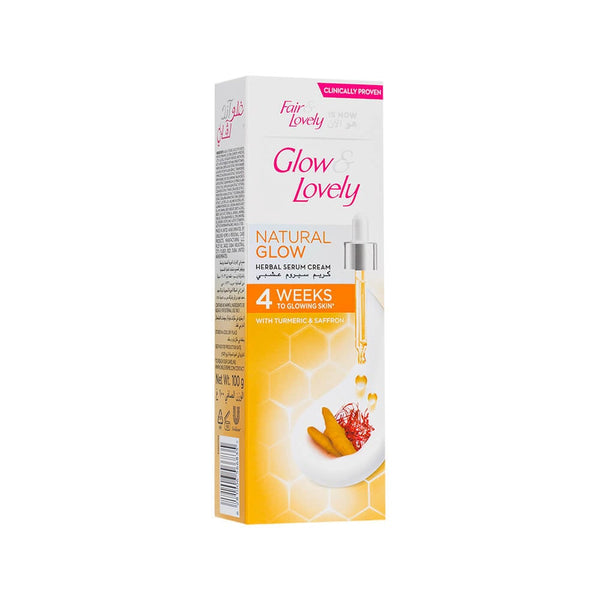 Glow & Lovely Natural Glow Herbal Serum Cream, Brightening Face Cream, 100 g