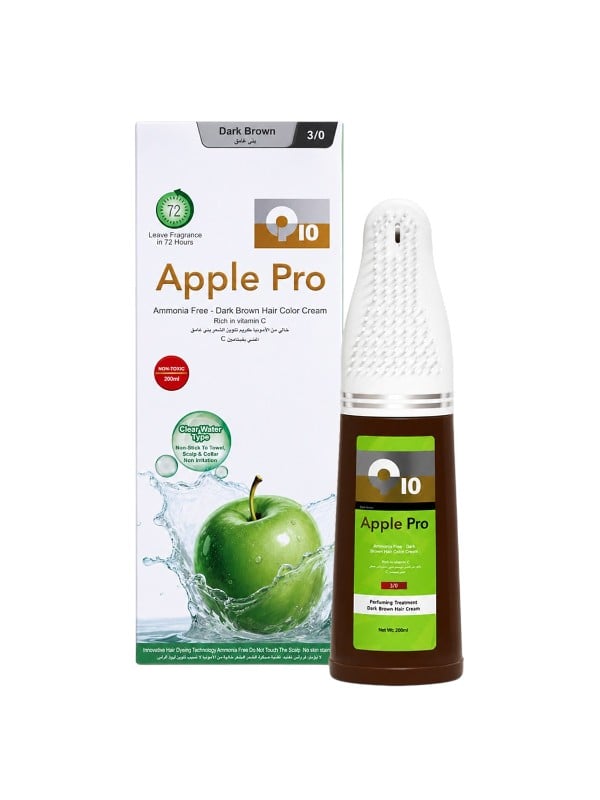 Q10 Apple Pro Ammonia-Free Hair Dye 3/0 Dark Brown, 200 ml