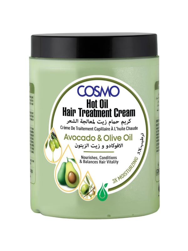 Cosmo Avocado & Olive Oil Hair Treatment Cream, Hot Oil Formula, 1000ml