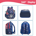 Eazy Kids School Bag Set, 3 Pieces, Football Blue
