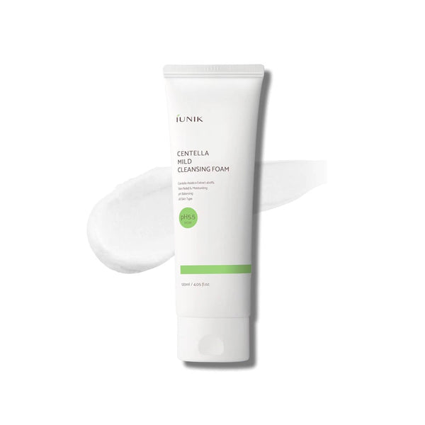 iUNIK Centella Mild Cleansing Foam Facial Cleanser, 49.9% Centella Asiatica, 120 ml