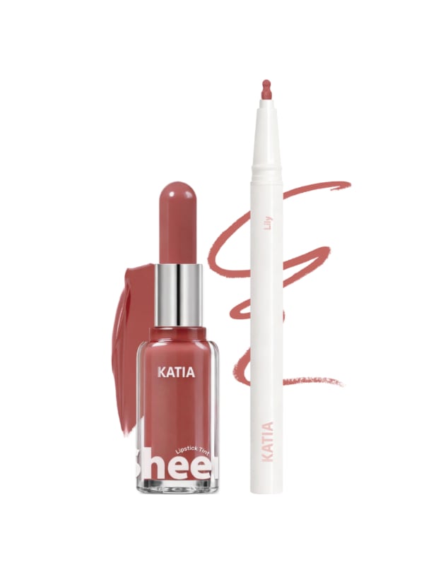 Katia Diva Lip Collection Liquid Lip Liner and Creamy Tint Lipstick Lily and 05 Tendar