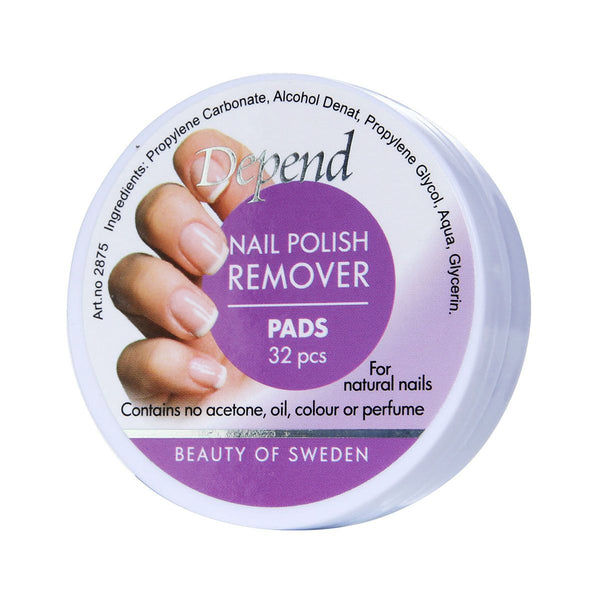 Depend Nail Polish Remover Purple Pads Acetone-Free Odorless 32 Pads