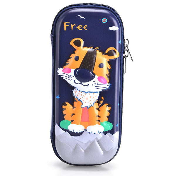 Eazy Kids 3D Pencil Case Leo, EVA Shockproof Double-Zipper Organizer