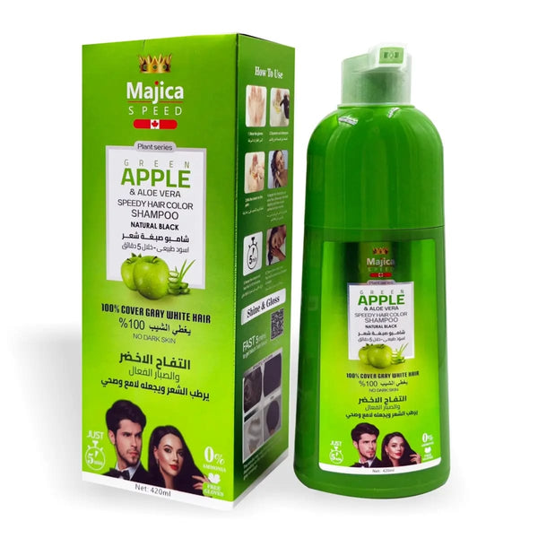 Majica Green Apple Hair Color Shampoo Ammonia-Free Natural Black 420ml