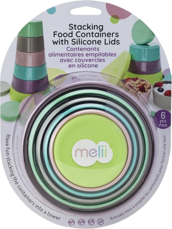 Melii Stacking & Nesting Food Storage Containers with Silicone Lids, 6 Containers and 6 Lids