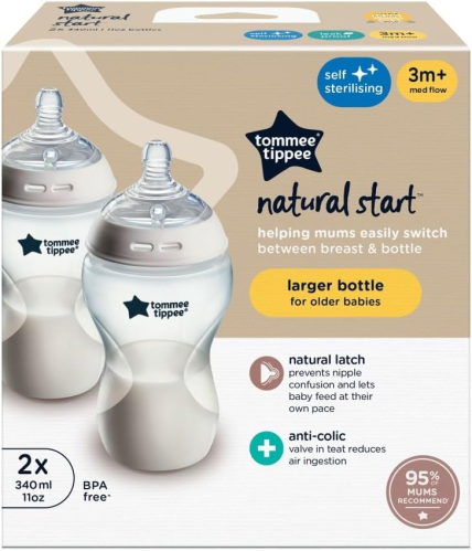 Tommee Tippee Natural Start Anti-Colic Plastic Baby Bottles Medium Flow