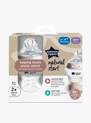 Tommee Tippee Natural Start Plastic Baby Bottles Anti-Colic Slow-Flow Newborn Feeding