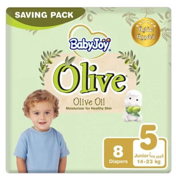 BABYJOY Olive Oil Baby Diapers Size 5, 14-23 kg, Pack of 8