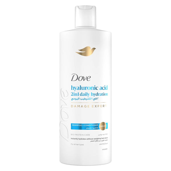 Dove 2-in-1 Daily Hydration Shampoo and Conditioner with Hyaluronic Acid, 590ml