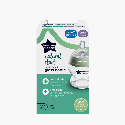 Tommee Tippee Natural Start Anti-Colic Glass Baby Bottle, Slow Flow