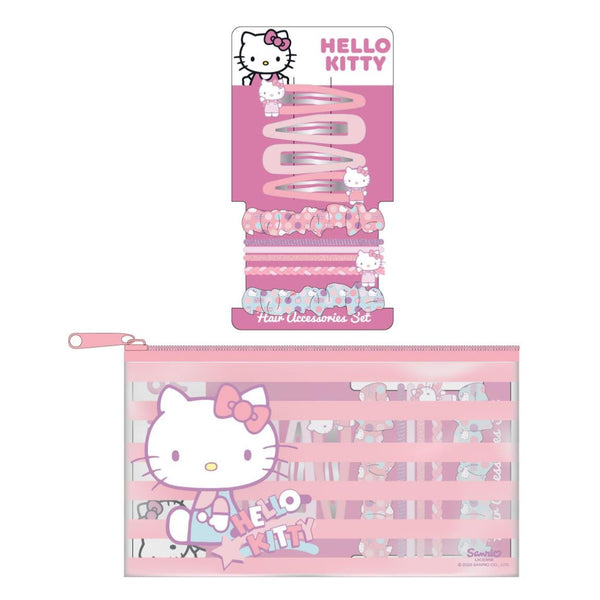 Disney Hello Kitty Hair Accessories and Bag Set, Coordinated Styling Set for Children