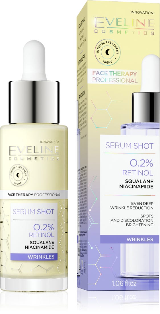 Eveline Serum Shot Retinol Facial Serum 0.2% Retinol Squalane Niacinamide 30ml