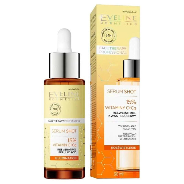 Eveline Serum Shot 15% Vitamin C+Cg Brightening Serum with Ferulic Acid, 30ml
