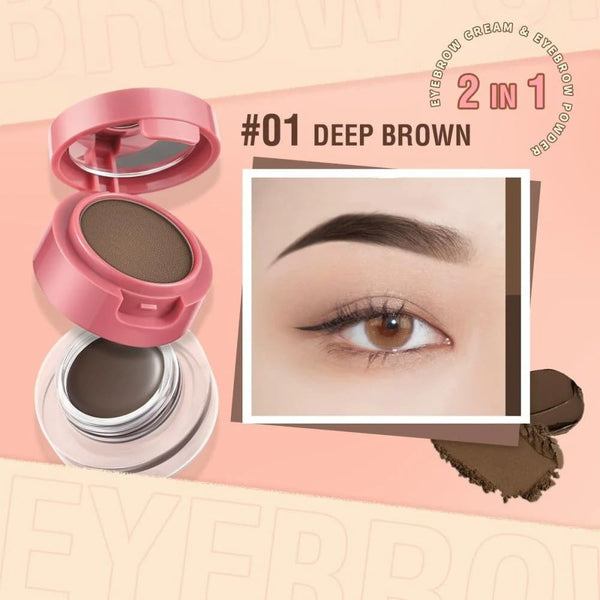 Pink Flash Dual Action Eyebrow Kit Powder & Gel Deep Brown 01