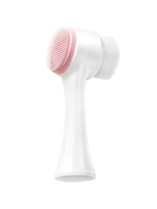 Mini Good Double-Sided Facial Cleansing Brush, Soft Bristles and Silicone Exfoliating Dots, Random Color