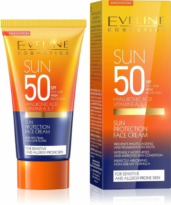 Eveline Sun Protection Face Cream SPF 50 Sensitive Skin UVA/UVB 50ml