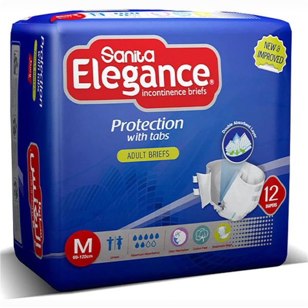 Elegance Sanita Elegance Medium Regular Adult Briefs, Adjustable Tabs, 14 Pieces
