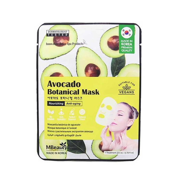 MBEAUTY Avocado Botanical Facial Mask Hydrating Cleansing Mask with Avocado Extract 1 Piece