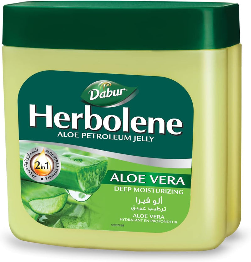 Dabur Herbolene Aloe Petroleum Jelly with Aloe Vera and Vitamin E, 225ml