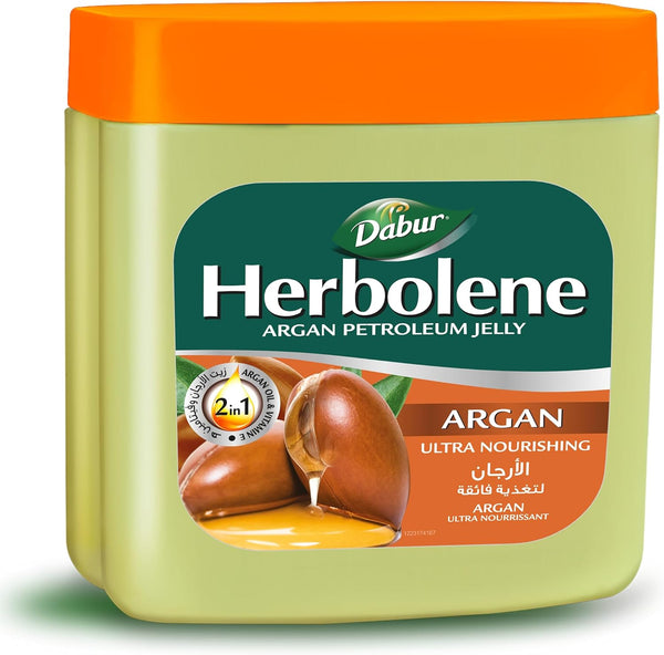 Dabur Herbolene Argan Petroleum Jelly Moisturizing Formula with Aloe Vera and Vitamin E 225ml