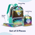 Eazy Kids School Bag Set of 3 Mermaid Shell Green