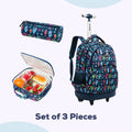 Eazy Kids 18 Set of 3 Trolley School Bag Cacti Blue