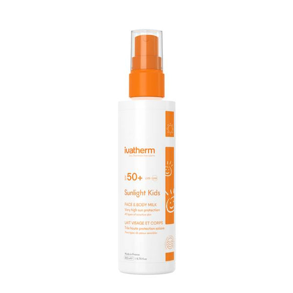 Ivatherm Sunlight SPF50+ Kids Face & Body Milk, Fragrance-Free Sensitive Skin, 200 ml