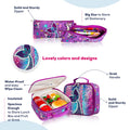 Eazy Kids 3-in-1 Trolley School Bag Set, Mermaid Purple, Backpack, Lunch Bag and Pencil Case