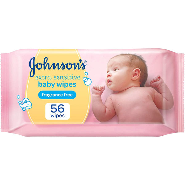 Johnson & Johnson Baby Extra Sensitive Pure Water Baby Wipes Fragrance-Free 56 Wipes
