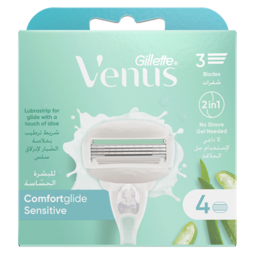 Gillette Venus Comfortglide Sensitive Women's Razor Refill Blades 4 Pieces