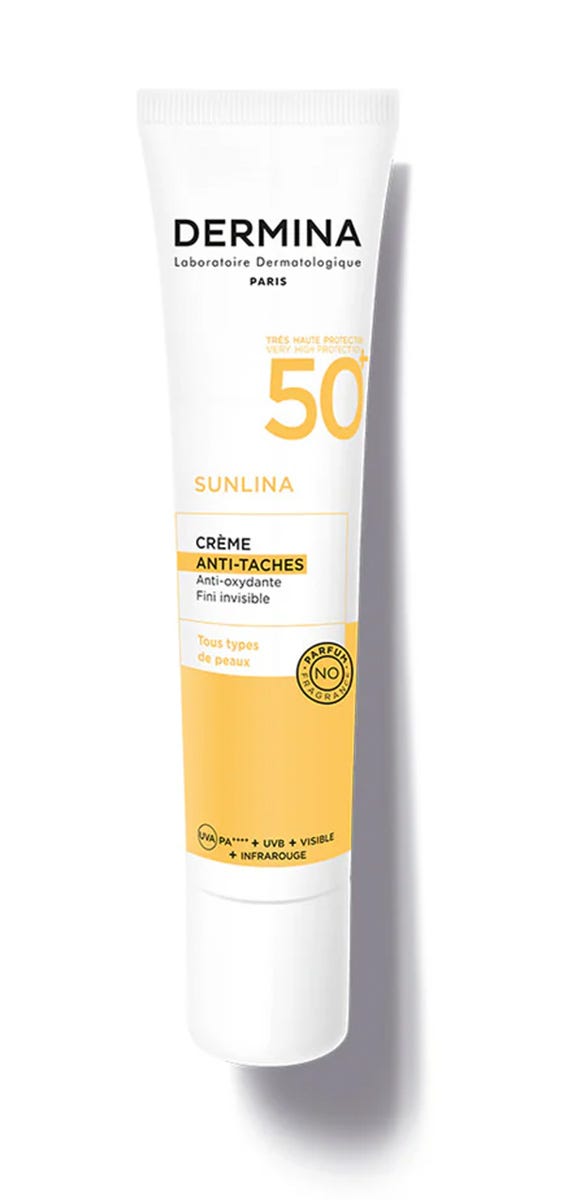 Dermina Sunlina Anti-Dark Spot Cream SPF50+ Broad-Spectrum Sunscreen Sea Buckthorn Vitamin C 40 ml