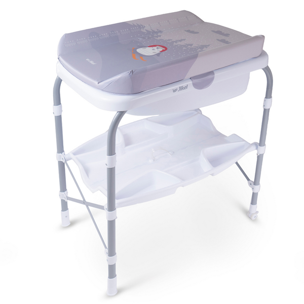 Jikel Ripple Bathtub & Changing Table Grey, Folding Baby Bath Station with Wheels
