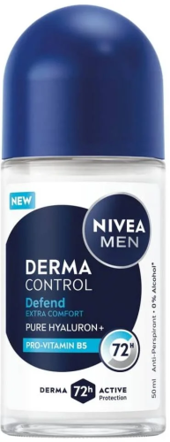 NIVEA Men Derma Control Defend Roll-On Antiperspirant Pure Hyaluron Pro-Vitamin B5 50ml