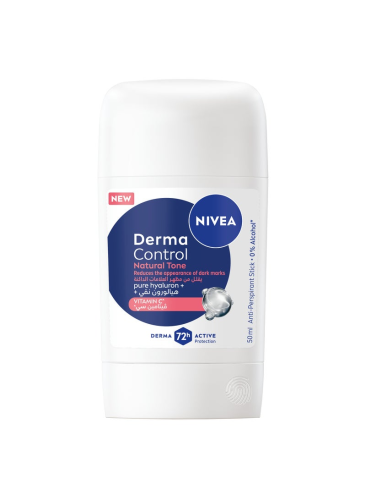 NIVEA Derma Control Natural Tone Antiperspirant Stick, Hyaluron and Vitamin C, 50ml