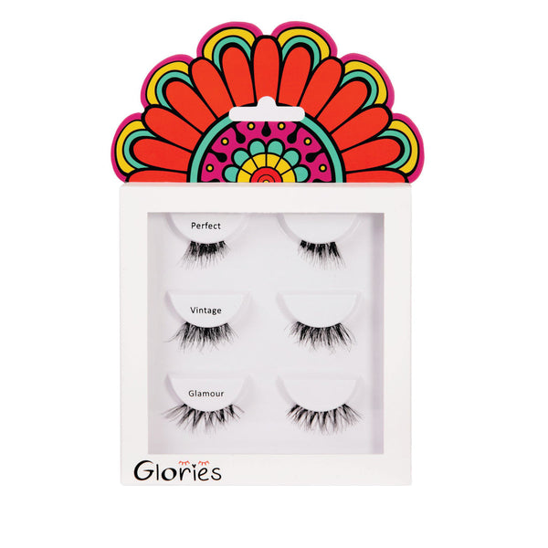 Glories 3 in 1 False Eyelashes Multi-Layer Natural Short Lightweight Reusable Human Hair